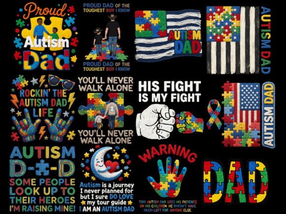 Download Autism Dad 4th of July USA Tshirt Bundle - Tshirt Collection