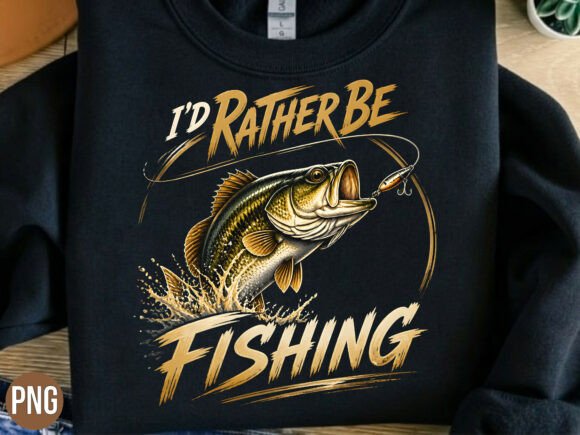 Download Rather Be Fishing Bass PNG Tshirt - Tshirt Collection
