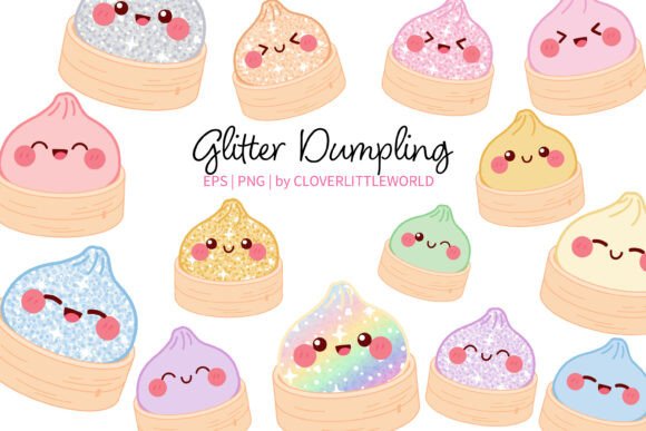 Download Cute Glitter Dumpling in Steamer Basket - Basket Collection