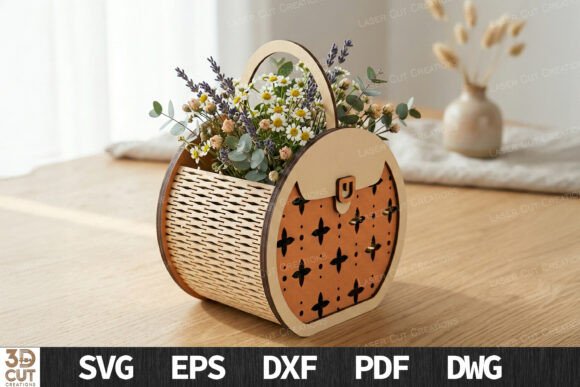 Download Round Flower Basket Laser Cut SVG - Premium Bundle
