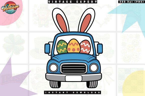 Download Easter Bunny Truck with Eggs Cute Tshirt - Tshirt Collection