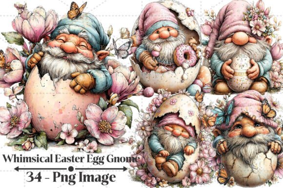 Download Whimsical Easter Egg Gnome Clipart - Easter egg gnome Collection