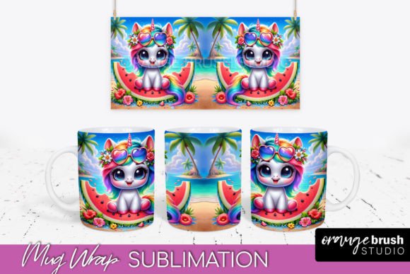 Download Unicorn Mug Wrap Summer Beach Mug Design - Mug design Collection