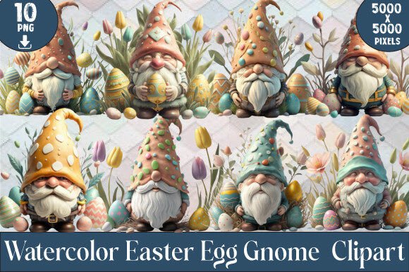 Download Watercolor Easter Egg Gnome Clipart - Easter egg gnome Collection